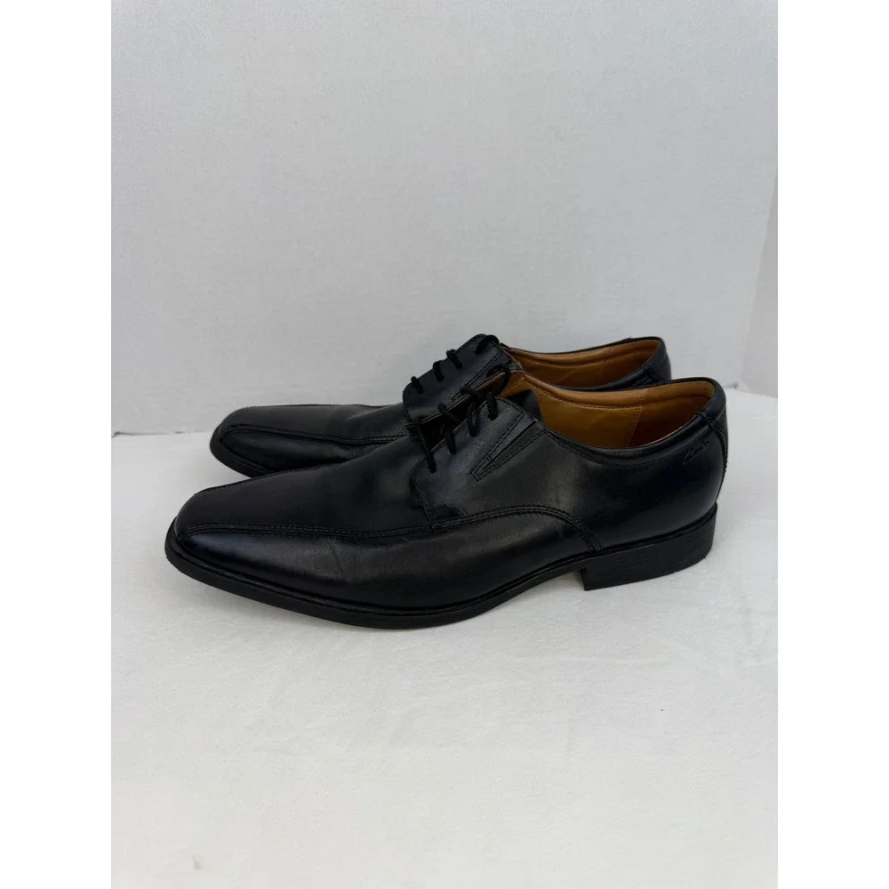 Clarks Collection Mens Black Leather Bicycle Toe Oxford Dress‎ Shoes Size 15 M